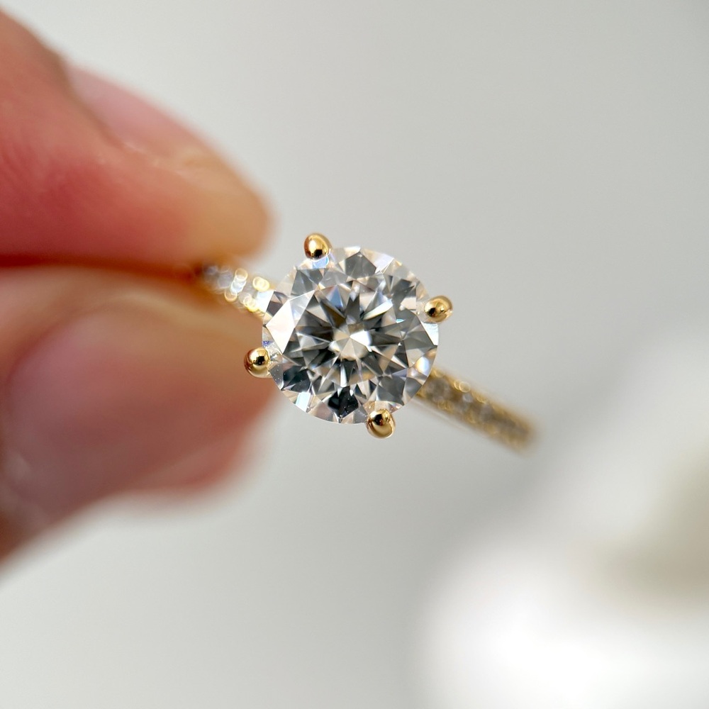 2ct S925 Moissanite Ring Hidden Halo Engagement Ring Sterling Silver 14k Plated - Picture 6 of 10